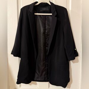 Stoosh Black oversized open front three quarter sleeve blazer black NWOT